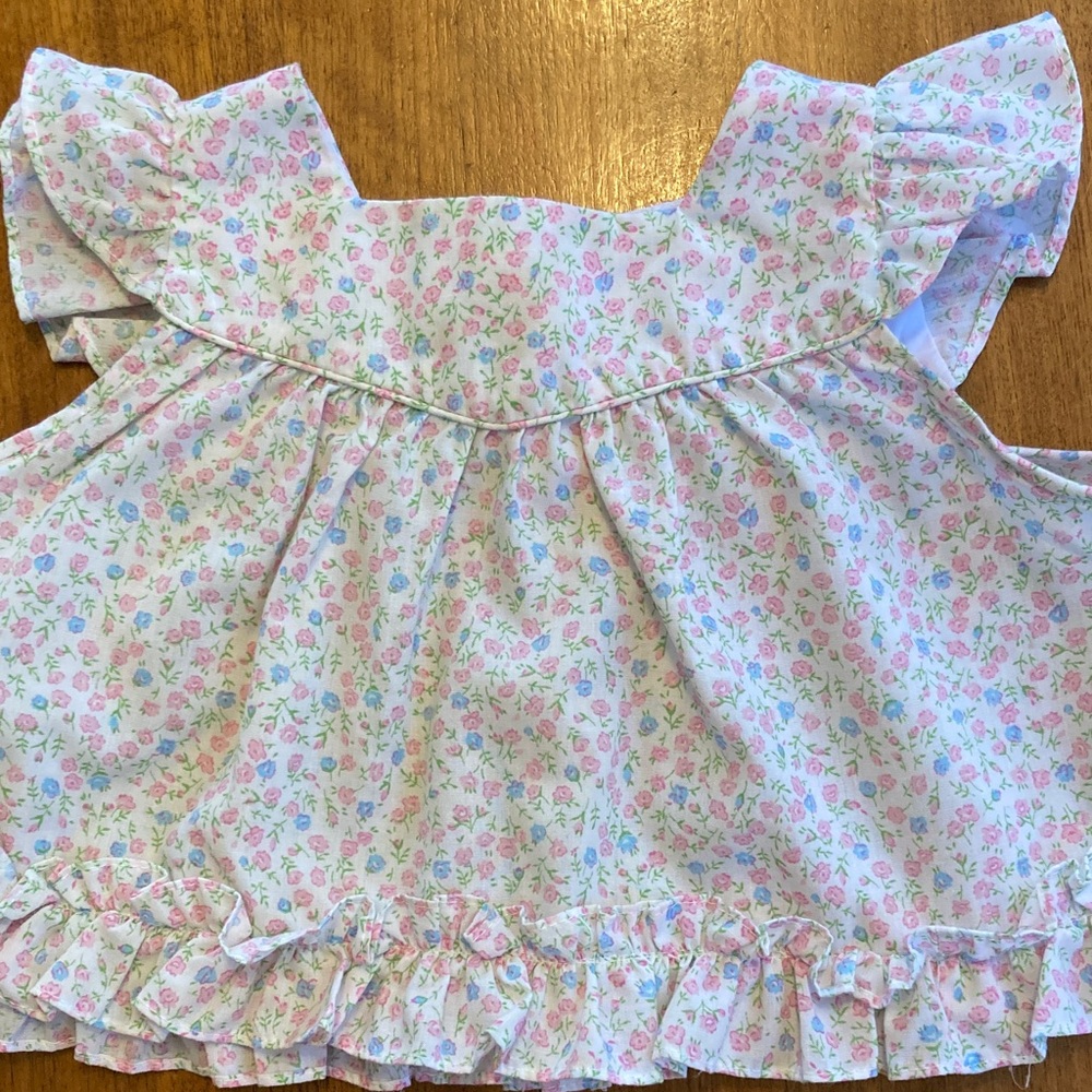 Vintage Babyfair Pastel Floral Ruffle Top Baby 18m